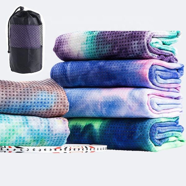 183*63cm microfiber yoga mat towel anti slip pvc massage dot sweat blanket workout non cover printed with bag blankets