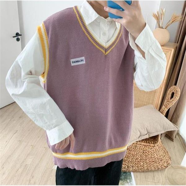 men's vests sweater vest men fashion korean streetwear v-neck knit solid color preppy style loose pullover knitwear 2021 autumn, Black;white
men's vests sweater vest men fashion korean streetwear v-neck knit solid color preppy style loose pullover knitwear 2021 autumn, Black;white