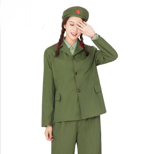 vietnam war army uniform old military clothing pgraphy red army liberation performance cultural revolution costume woman, Black;red
vietnam war army uniform old military clothing pgraphy red army liberation performance cultural revolution costume woman, Black;red