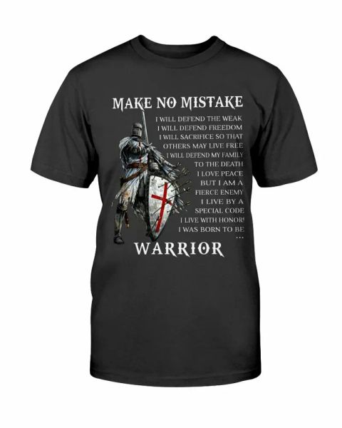 christian knight templar t-shirt for men make no mistake warrior of god tee gift, White;black
christian knight templar t-shirt for men make no mistake warrior of god tee gift, White;black