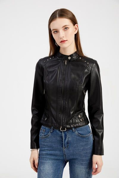 women's jackets 2021 women turndown collar pu leather jacket black soft faux street moto biker rivet coat lady casual outerwear, Black;brown
women's jackets 2021 women turndown collar pu leather jacket black soft faux street moto biker rivet coat lady casual outerwear, Black;brown