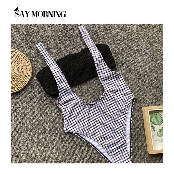 two-piece suits say morning woman bikini plaid one-piece swimsuit value bubble gauze with black tube top
two-piece suits say morning woman bikini plaid one-piece swimsuit value bubble gauze with black tube top