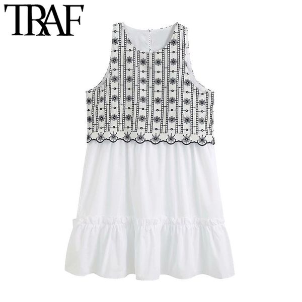 women chic fashion embroidery ruffled mini dress vintage o neck sleeveless female dresses vestidos mujer 210507, Black;gray
women chic fashion embroidery ruffled mini dress vintage o neck sleeveless female dresses vestidos mujer 210507, Black;gray