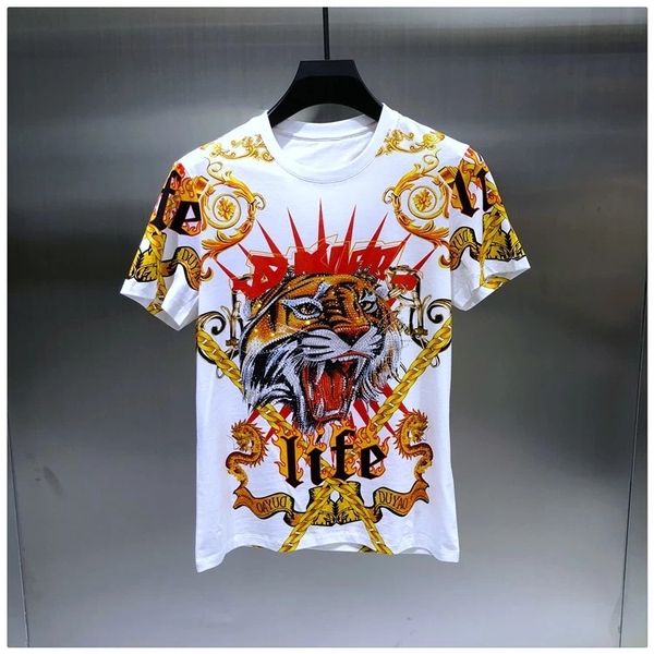 men's t-shirts three-color comfortable hip-hop fashion shirt classic will see the neck korean version of bright chic tiger original men, White;black
men's t-shirts three-color comfortable hip-hop fashion shirt classic will see the neck korean version of bright chic tiger original men, White;black