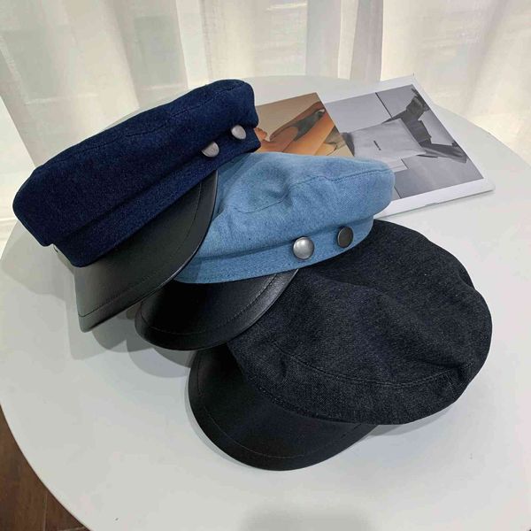 cap female leather eaves flat navy autumn and winter designer casual denim versatile art octagonal hat trend, Blue;gray
cap female leather eaves flat navy autumn and winter designer casual denim versatile art octagonal hat trend, Blue;gray