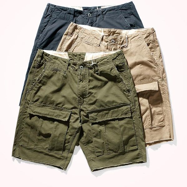 men's shorts summer american retro woven tooling fashion multi-pocket washed old loose casual straight knee length pants, White;black
men's shorts summer american retro woven tooling fashion multi-pocket washed old loose casual straight knee length pants, White;black