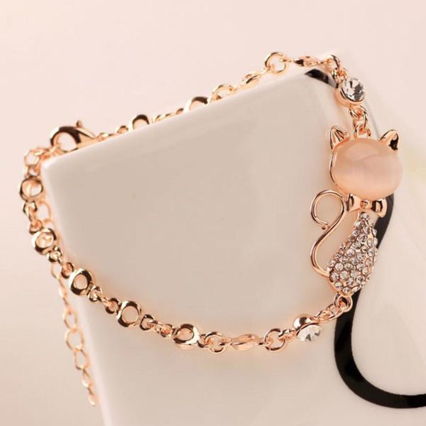 link, chain 2021 trend rose gold alloy cute cat bracelet female lady child girl gift jewelry charm opal rhinestone, Black
link, chain 2021 trend rose gold alloy cute cat bracelet female lady child girl gift jewelry charm opal rhinestone, Black