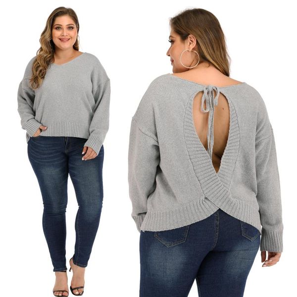 plus size t-shirt women backless sweater bandage long sleeve pullovers autumn winter jumper female knitted blouse with sleeves, Black
plus size t-shirt women backless sweater bandage long sleeve pullovers autumn winter jumper female knitted blouse with sleeves, Black