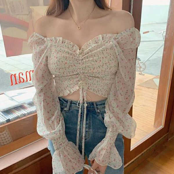 women's blouses & shirts floral one shoulder puff sleeve shirt off-the-shoulder chest-wrapped drawstring korean style elegant long-slee, White
women's blouses & shirts floral one shoulder puff sleeve shirt off-the-shoulder chest-wrapped drawstring korean style elegant long-slee, White
