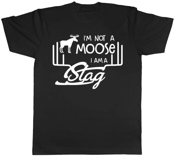 i am not a moose i am a stag mens womens ladies t-shirt, White;black
i am not a moose i am a stag mens womens ladies t-shirt, White;black