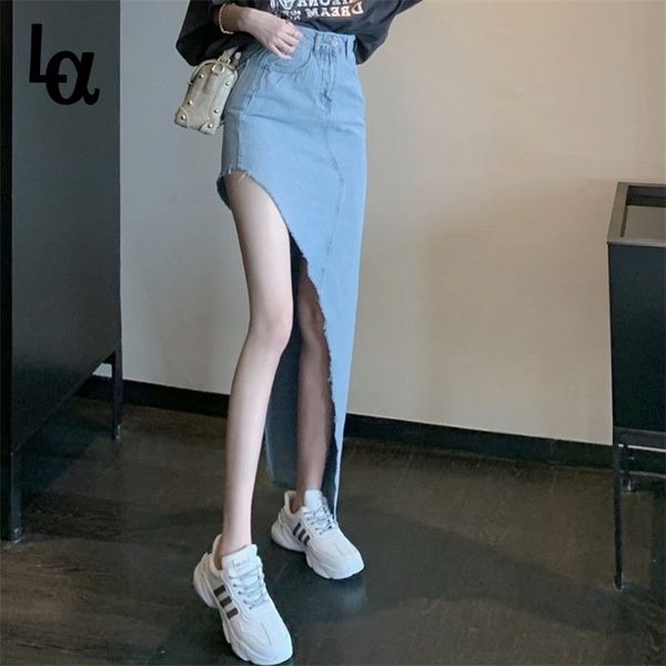 summer asymmetric long jeans skirts womens high waist split denim plus size korean ladies skirt jupe femme 210519, Black
summer asymmetric long jeans skirts womens high waist split denim plus size korean ladies skirt jupe femme 210519, Black