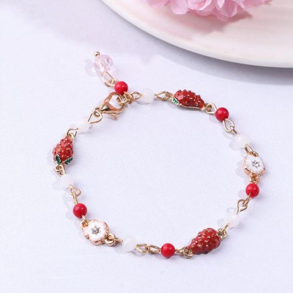 link, chain 1pc cute fruits jewelry lovely for women wrist enamel bracelets bangle red strawberry charm, Black
link, chain 1pc cute fruits jewelry lovely for women wrist enamel bracelets bangle red strawberry charm, Black