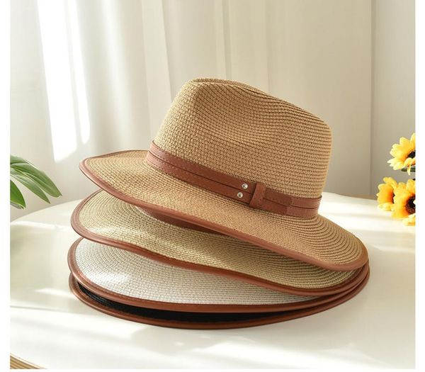 wide brim hats summer sun for women men beach straw hat fashion uv protection travel cap panama caps, Blue;gray
wide brim hats summer sun for women men beach straw hat fashion uv protection travel cap panama caps, Blue;gray