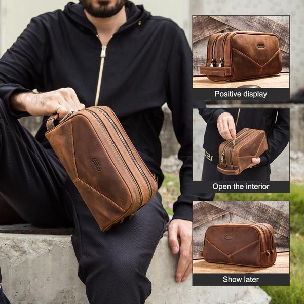 cosmetic bags & cases crazy horse genuine leather travel makeup bag men's vintage washing storage toiletry
cosmetic bags & cases crazy horse genuine leather travel makeup bag men's vintage washing storage toiletry