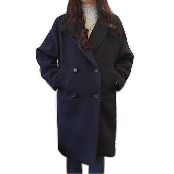 women's wool & blends fashion office lady women long woolen coat solid loose jacket double breasted cashmere and, Black
women's wool & blends fashion office lady women long woolen coat solid loose jacket double breasted cashmere and, Black