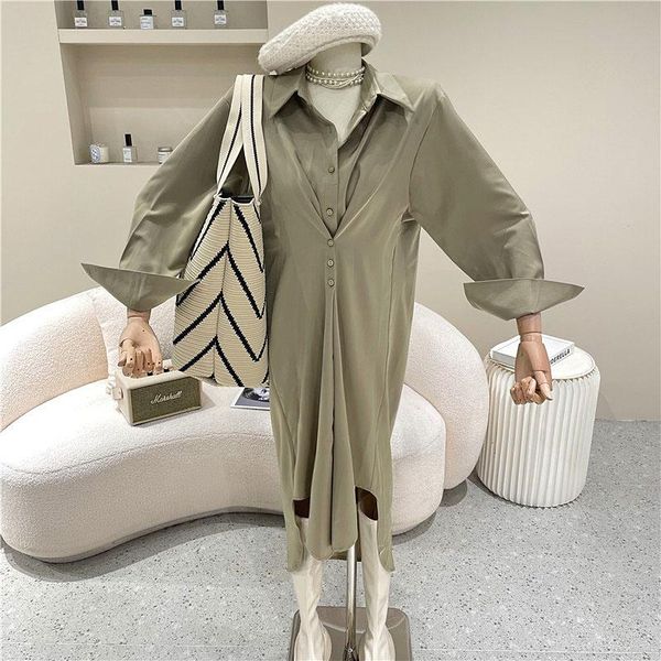 casual dresses shirt dress female 2021 autumn korean version loose drape waist collar solid color wild long skirt, Black;gray
casual dresses shirt dress female 2021 autumn korean version loose drape waist collar solid color wild long skirt, Black;gray