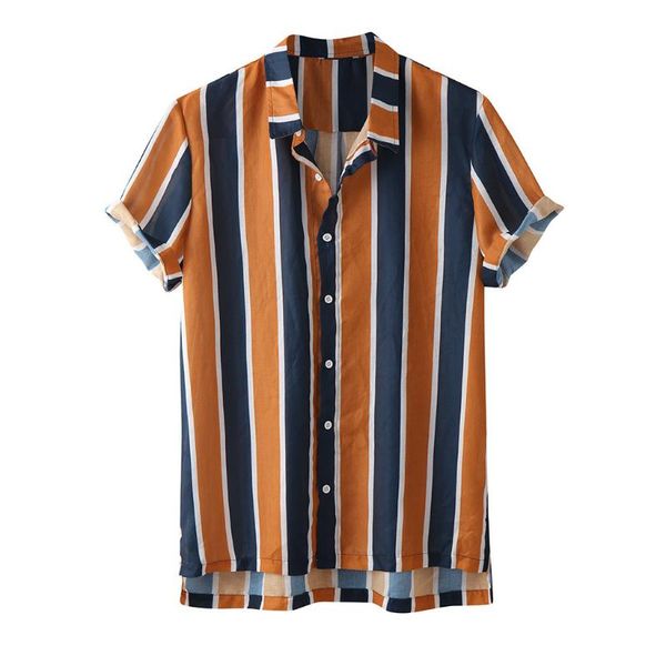 men's casual shirts men summer fashion striped printed turn-down collar short sleeve breathable comfortable male #t2g, White;black
men's casual shirts men summer fashion striped printed turn-down collar short sleeve breathable comfortable male #t2g, White;black