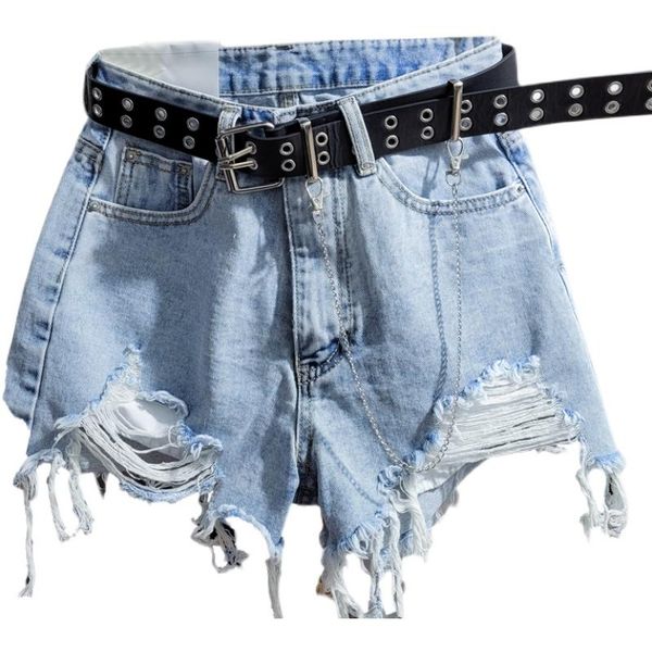summer women's high waist denim shorts ripped hollow out hole streetwear plus size jeans women femme belt, Blue
summer women's high waist denim shorts ripped hollow out hole streetwear plus size jeans women femme belt, Blue