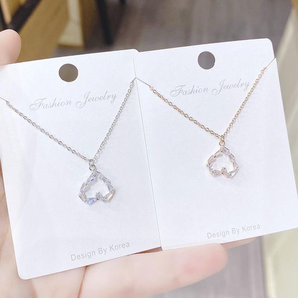 pendant necklaces necklace micro-inlaid 3a zircon love peach heart clavicle chain ornament, Silver 
pendant necklaces necklace micro-inlaid 3a zircon love peach heart clavicle chain ornament, Silver