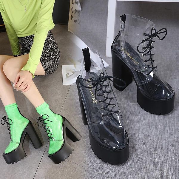 dress shoes 2021 spring summer boots in womens pvc clear high block heels side zipper ankle platform rubber sole, Black
dress shoes 2021 spring summer boots in womens pvc clear high block heels side zipper ankle platform rubber sole, Black