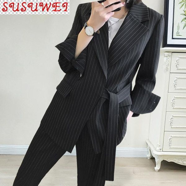 autumn and winter plus size women's female suit pants two-piece casual loose striped ladies jacket fashion trousers two piece, White
autumn and winter plus size women's female suit pants two-piece casual loose striped ladies jacket fashion trousers two piece, White