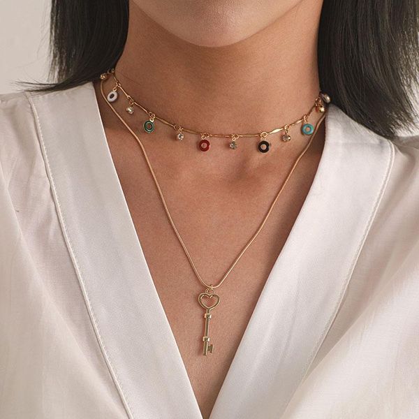 vintage temperament colorful round circles heart key pendant necklaces women fashion geometric clavicle necklace party jewelry, Silver
vintage temperament colorful round circles heart key pendant necklaces women fashion geometric clavicle necklace party jewelry, Silver
