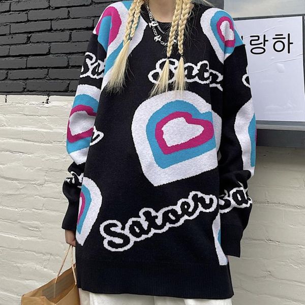 women's sweaters heart pullover knitwear women sweater round neck oversized for girl boy, White;black
women's sweaters heart pullover knitwear women sweater round neck oversized for girl boy, White;black