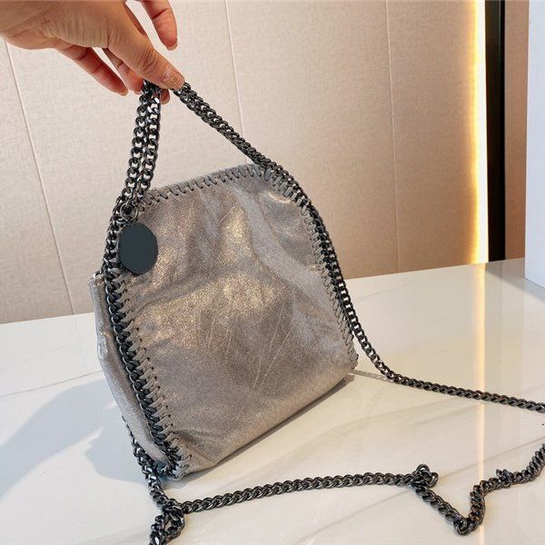 100% eco-friendly super fiber shoulder bag soft handbag with metal chain hem folding shiny women's purse retro style shopping bags cool