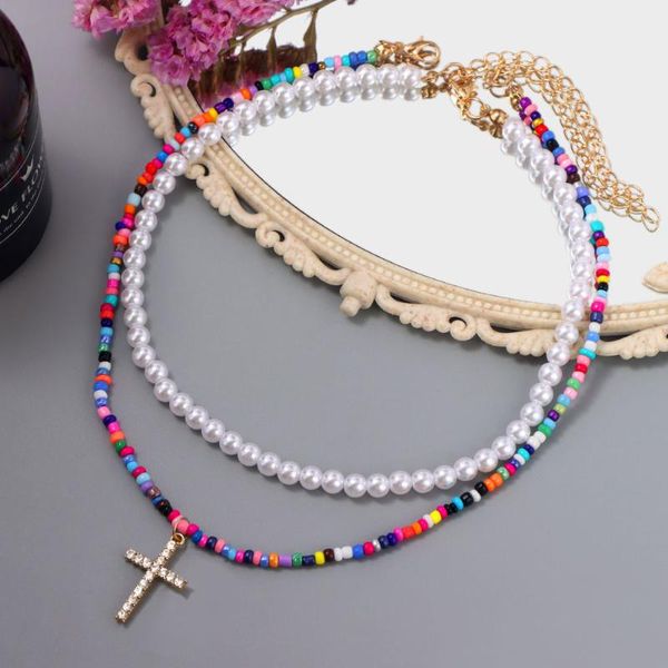 pendant necklaces 2021 boho multilayer pearl chain multicolor beaded chains necklace cross rhinestone women vacation fashion jewerly, Silver
pendant necklaces 2021 boho multilayer pearl chain multicolor beaded chains necklace cross rhinestone women vacation fashion jewerly, Silver