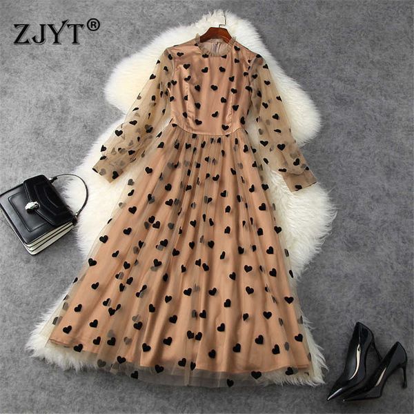 women spring runway fashion heart patterns mid calf mesh dress long sleeve elegant celebrity party robe femme vestidos 210601, Black;gray
women spring runway fashion heart patterns mid calf mesh dress long sleeve elegant celebrity party robe femme vestidos 210601, Black;gray