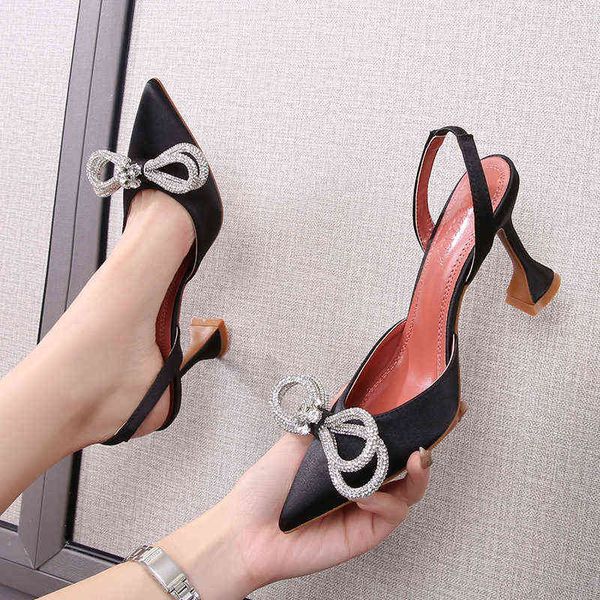 women's shoes pointed high heels 2022 early spring baotou sandal's bow diamond wine glass heel women's, Black
women's shoes pointed high heels 2022 early spring baotou sandal's bow diamond wine glass heel women's, Black