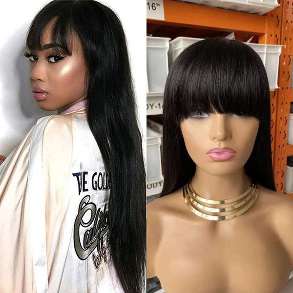 straight machine made wigs with bangs indian remy no lace human hair wig for women natural color 130%, Black;brown
straight machine made wigs with bangs indian remy no lace human hair wig for women natural color 130%, Black;brown