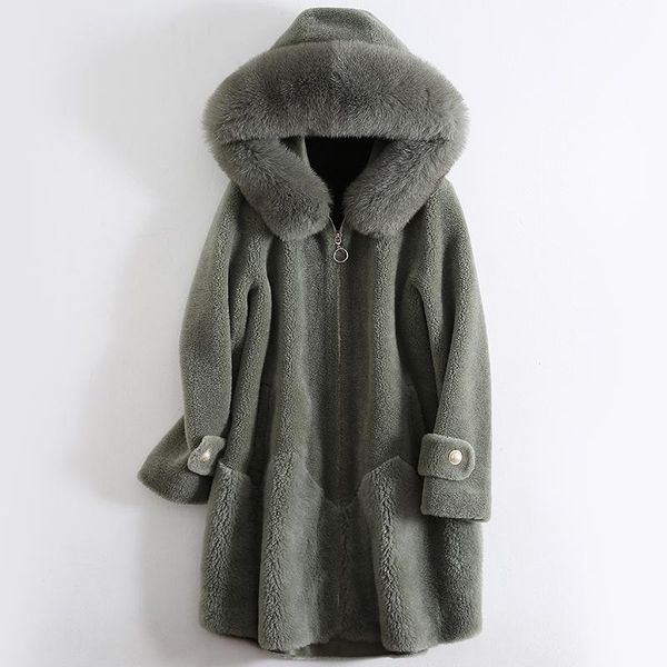 women's fur & faux winter natural real female hooded jacket clothes 2021 korean long sheep shearing coat women hiver 18563, Black
women's fur & faux winter natural real female hooded jacket clothes 2021 korean long sheep shearing coat women hiver 18563, Black