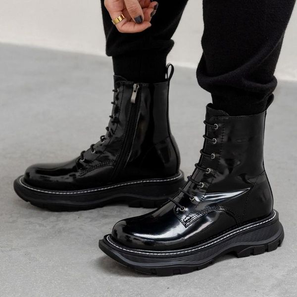 boots brand design skidproof sole shoelaces patent leather motorcycles boot stylish winter shoes women, Black
boots brand design skidproof sole shoelaces patent leather motorcycles boot stylish winter shoes women, Black