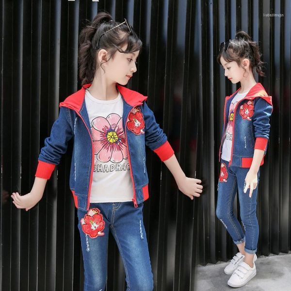 denim clothing for girls autumn floral jacket+pants suits fashion children's hooded costume teen kids clothes girls1, White
denim clothing for girls autumn floral jacket+pants suits fashion children's hooded costume teen kids clothes girls1, White