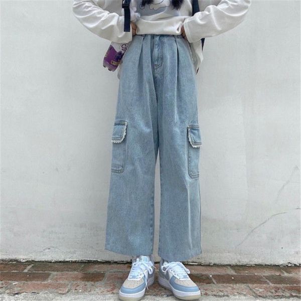 women's jeans fashion solid girls straight pants trousers big pocket female harajuku high street denim bagge cool autumn femme, Blue
women's jeans fashion solid girls straight pants trousers big pocket female harajuku high street denim bagge cool autumn femme, Blue