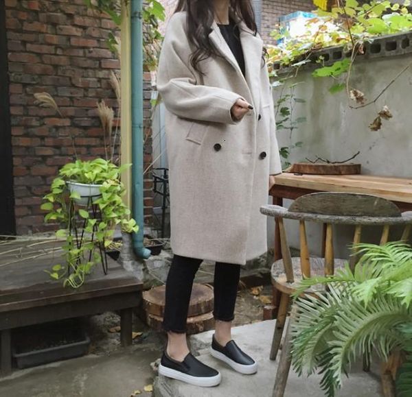 women's wool & blends blend coat women long sleeve collar outwear jacket korean casual autumn winter elegant overcoat woolen ag3k, Black
women's wool & blends blend coat women long sleeve collar outwear jacket korean casual autumn winter elegant overcoat woolen ag3k, Black
