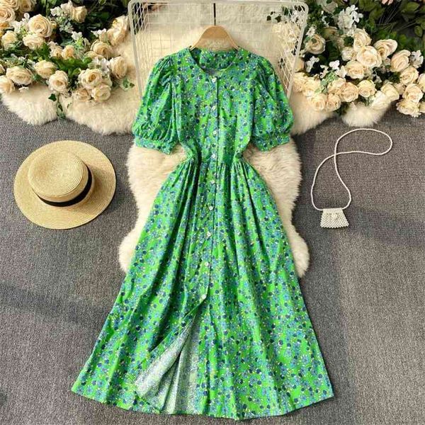 spring summer a line o neck single breasted high waist women dresses vintage floral print dress 210430, Black;gray
spring summer a line o neck single breasted high waist women dresses vintage floral print dress 210430, Black;gray