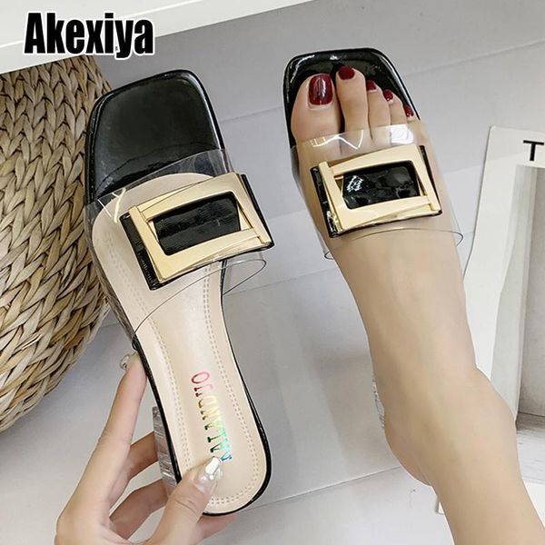 fashion square buckle high heels summer shoes woman metal transparent mid heel female slippers o260, Black
fashion square buckle high heels summer shoes woman metal transparent mid heel female slippers o260, Black