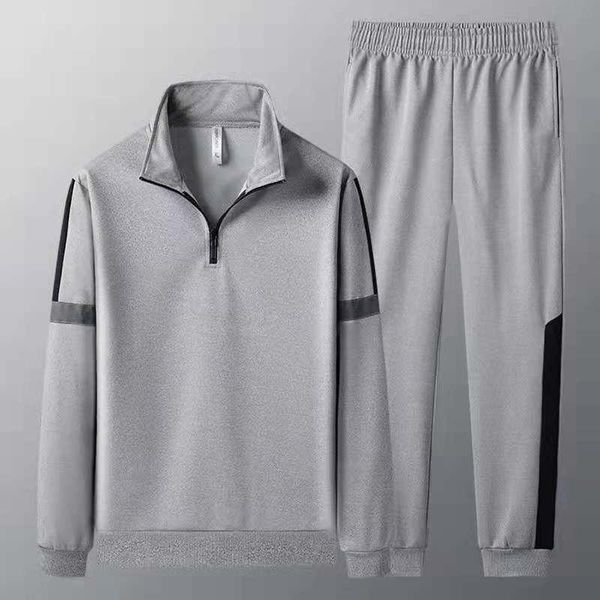 men's tracksuits spring and summer leisure sports fitness jogging loose european size zipper striped + trousers two-piece suit, Gray
men's tracksuits spring and summer leisure sports fitness jogging loose european size zipper striped + trousers two-piece suit, Gray
