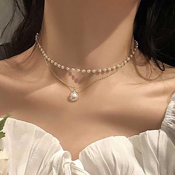 chokers vienkim 2021 double layer chain gold color choker necklace women korean style pearl pendant fashion jewelry collar, Golden;silver
chokers vienkim 2021 double layer chain gold color choker necklace women korean style pearl pendant fashion jewelry collar, Golden;silver