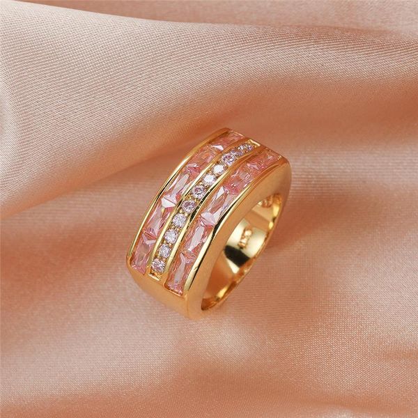female pink crystal stone ring 18kt yellow gold color big wedding rings for women luxury geometry zircon engagement, Slivery;golden
female pink crystal stone ring 18kt yellow gold color big wedding rings for women luxury geometry zircon engagement, Slivery;golden