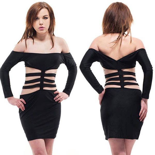 women black bandage dress bodycon 2021 arrivals cut out slash neck long sleeve hollow backless party mini casual dresses, Black;gray
women black bandage dress bodycon 2021 arrivals cut out slash neck long sleeve hollow backless party mini casual dresses, Black;gray