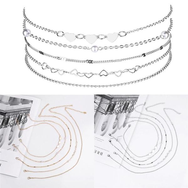 pinksee 5pcs/set simple retro multi style heart crystal choker for women girls gold silver color link wave chain jewelry chokers, Golden;silver
pinksee 5pcs/set simple retro multi style heart crystal choker for women girls gold silver color link wave chain jewelry chokers, Golden;silver