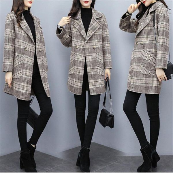women's wool & blends fashion spring autumn plaid coat long en slim type female winter jackets outw1 0cdo, Black
women's wool & blends fashion spring autumn plaid coat long en slim type female winter jackets outw1 0cdo, Black