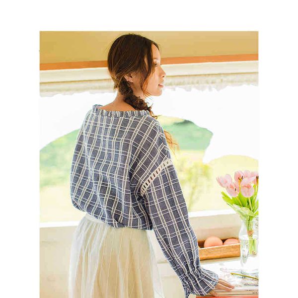 women's blouses & shirts blouses spring autumn o-neck retao plaid literary casual loose flare sleeves women shirt vapj, White
women's blouses & shirts blouses spring autumn o-neck retao plaid literary casual loose flare sleeves women shirt vapj, White