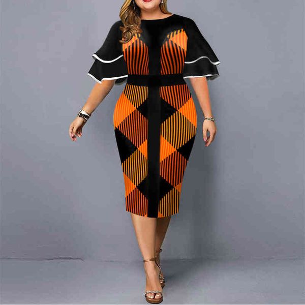 elegant large geometric print dress, spring 2022, layered short sleeves, midi, party evening dress, 5xl, Black
elegant large geometric print dress, spring 2022, layered short sleeves, midi, party evening dress, 5xl, Black