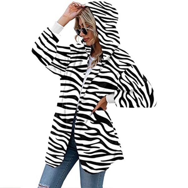 2022 new cardigan women's coat camouflage stripe hooded women's coat warm thickened plush coat, Black;red
2022 new cardigan women's coat camouflage stripe hooded women's coat warm thickened plush coat, Black;red