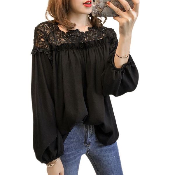 women's blouses & shirts fashion women ladies blouse solid loose long sleeve chiffon lace splice summer casual clothes, White
women's blouses & shirts fashion women ladies blouse solid loose long sleeve chiffon lace splice summer casual clothes, White