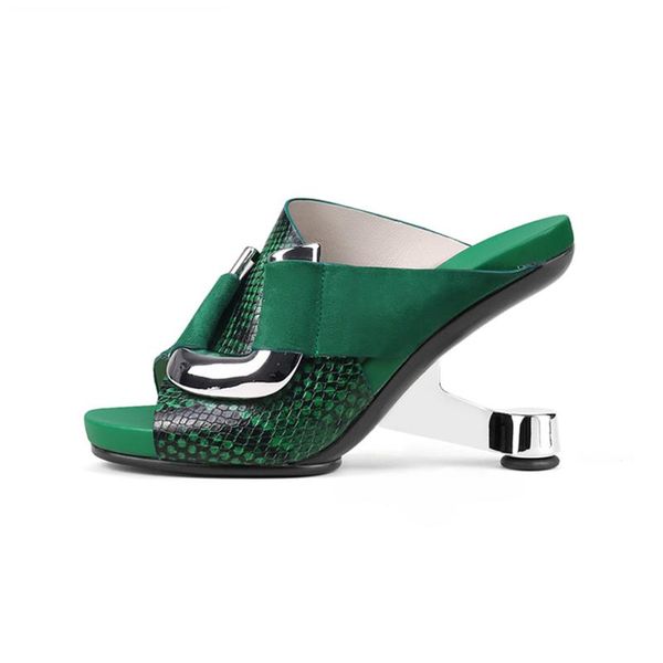 slippers fashion 2021women green suede snakeskin leather metal buckle decor casual slides 8cm strange high heels sandalias, Black
slippers fashion 2021women green suede snakeskin leather metal buckle decor casual slides 8cm strange high heels sandalias, Black